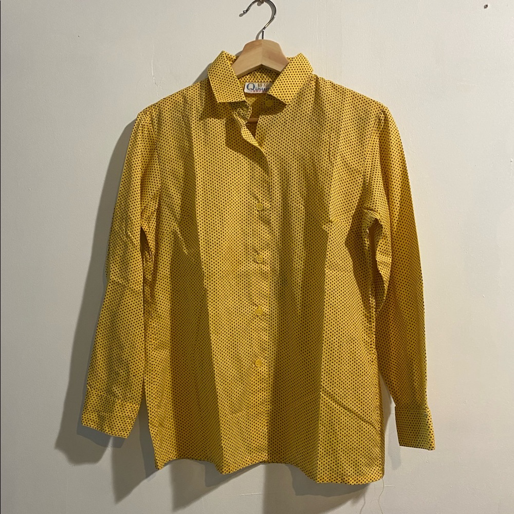 Yellow printed button up shirt